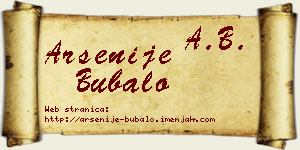 Arsenije Bubalo vizit kartica